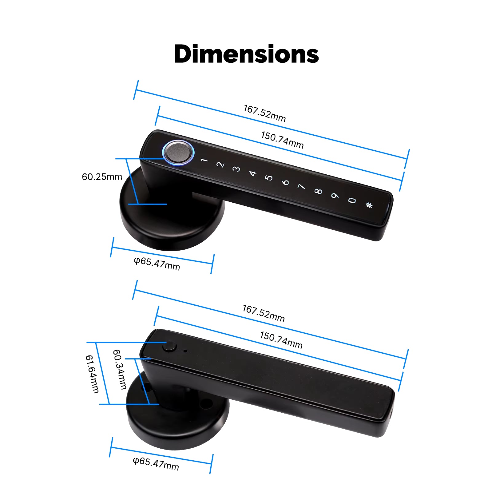 MOES Tuya Bluetooth Smart Fingerprint Door Handle Lock Electronic Password APP Remote Unlock Hotel Apartment Office Rental House