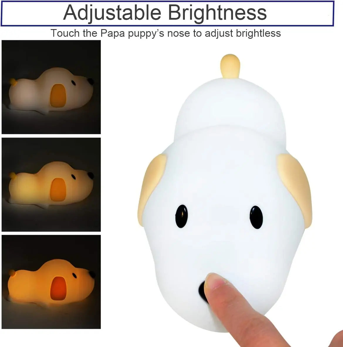 Silicone LED Papa Puppy Night Light Animal Lamp Touch Sensor Dog Night Lamp Children Kid Bedside Bedroom Decor Birthday Gifts