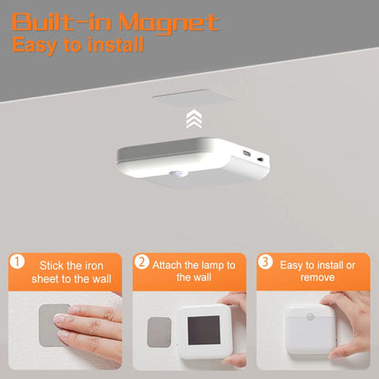 Rechargeable LED Motion Sensor Night Light - Wireless Cabinet & Staircase Lamp for Kitchen & Wardrobe