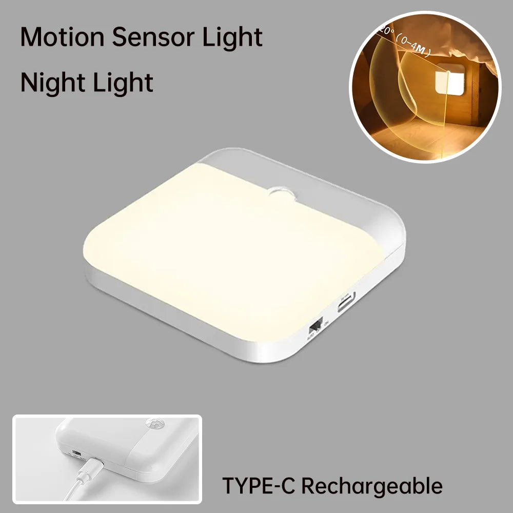 Rechargeable LED Motion Sensor Night Light - Wireless Cabinet & Staircase Lamp for Kitchen & Wardrobe