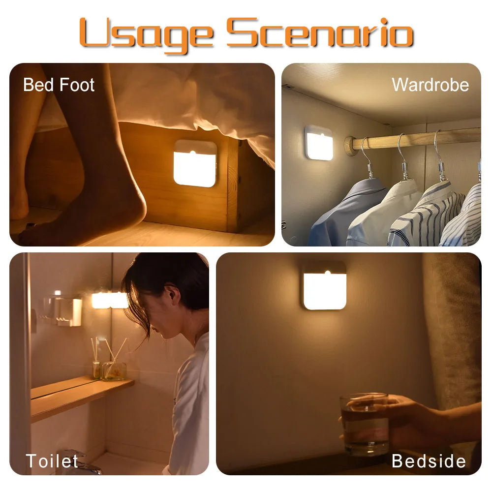 Rechargeable LED Motion Sensor Night Light - Wireless Cabinet & Staircase Lamp for Kitchen & Wardrobe