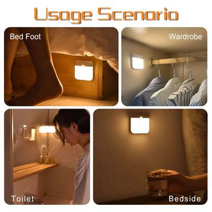 Rechargeable LED Motion Sensor Night Light - Wireless Cabinet & Staircase Lamp for Kitchen & Wardrobe